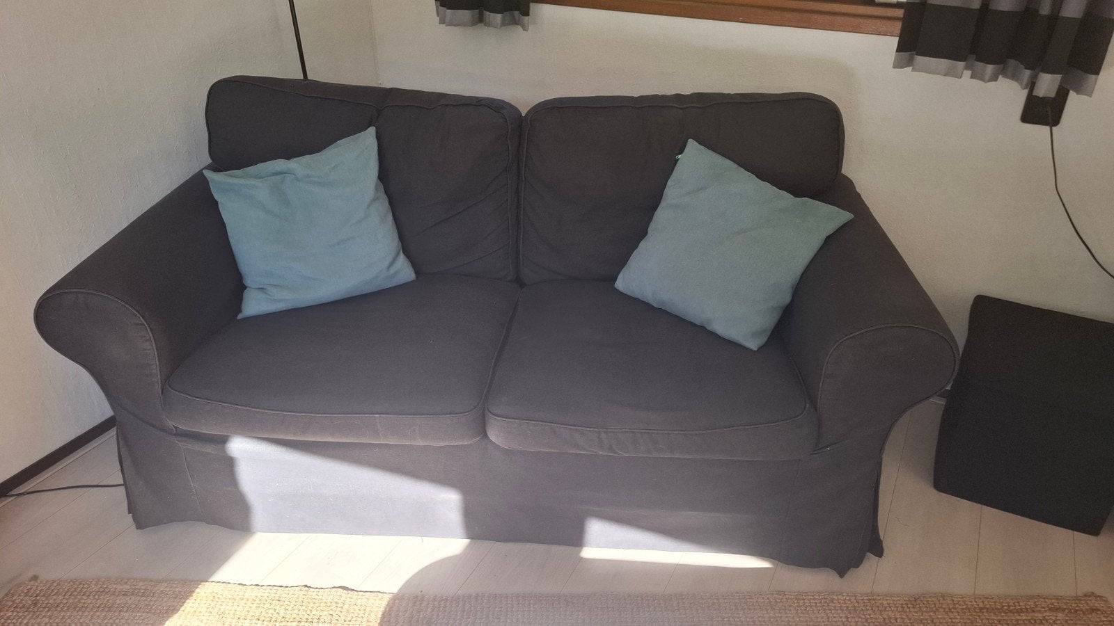 Ikea Ektorp 2-zitsbank met wasbare zwarte hoes, Ophalen, Gebruikt, 75 tot 100 cm, Tweepersoons