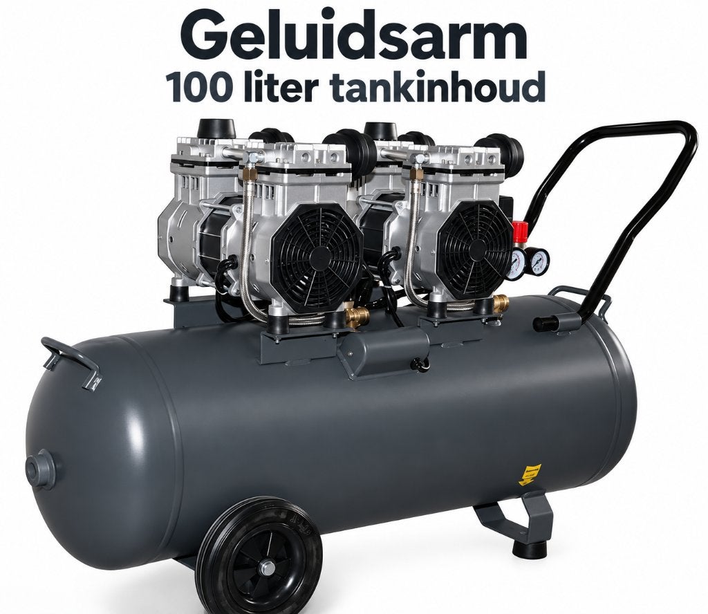 super stille compressor 100 liter olievrij, Doe-het-zelf en Verbouw, Ophalen, Nieuw, Minder dan 200 liter/min, Geluidgedempt