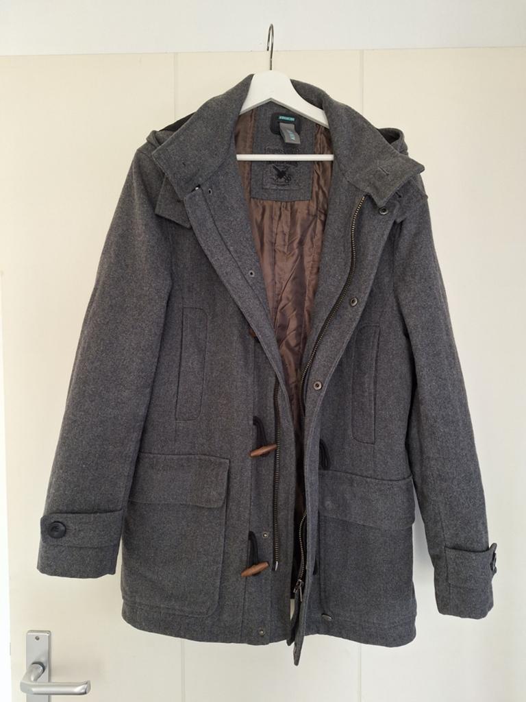 Grijze wollen winterjas met capuchon - Maat M, Kleding | Heren, Maat 48/50 (M), Angelo Litrico, Ophalen of Verzenden, Grijs