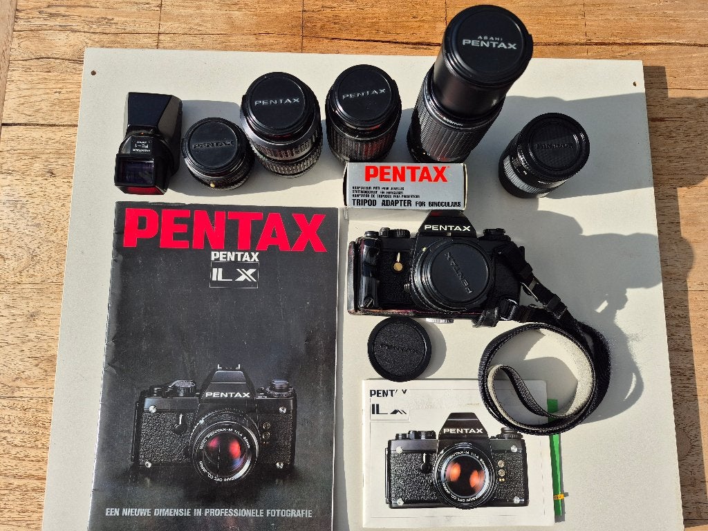 Pentax ILX Spiegelreflexcamera met diverse lenzen en flitser, Ophalen, Gebruikt, Spiegelreflex, Pentax
