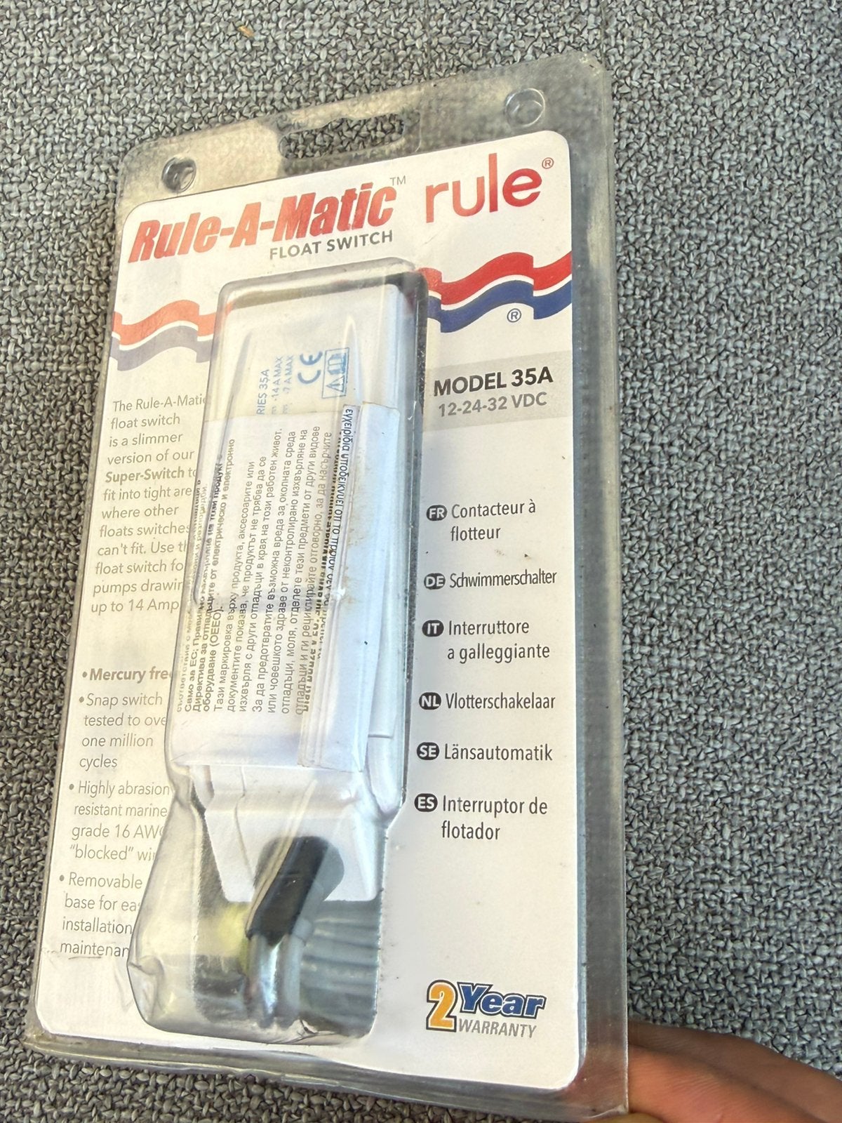 Rule-a-Matic vlotterschakelaar voor bilge pomp, Ophalen of Verzenden, Nieuw, Elektra en Verlichting, Zeilboot of Motorboot