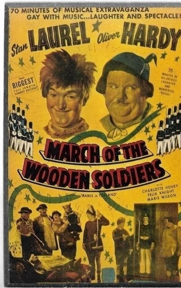 Laurel And Harry March Of The Soldiers(houten plank met foto, Verzamelen, Ophalen of Verzenden, Zo goed als nieuw, A1 t/m A3, Film en Tv