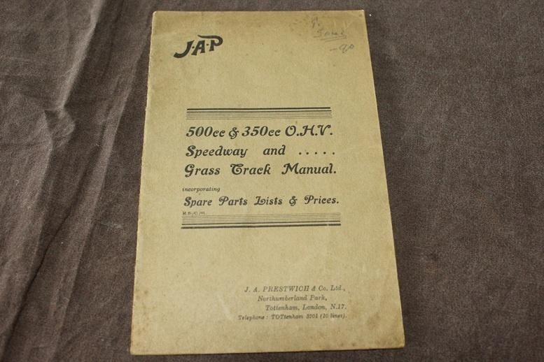 JAP 350cc 500cc Speedway grass track manual parts list, Motoren, Ophalen of Verzenden, Overige merken