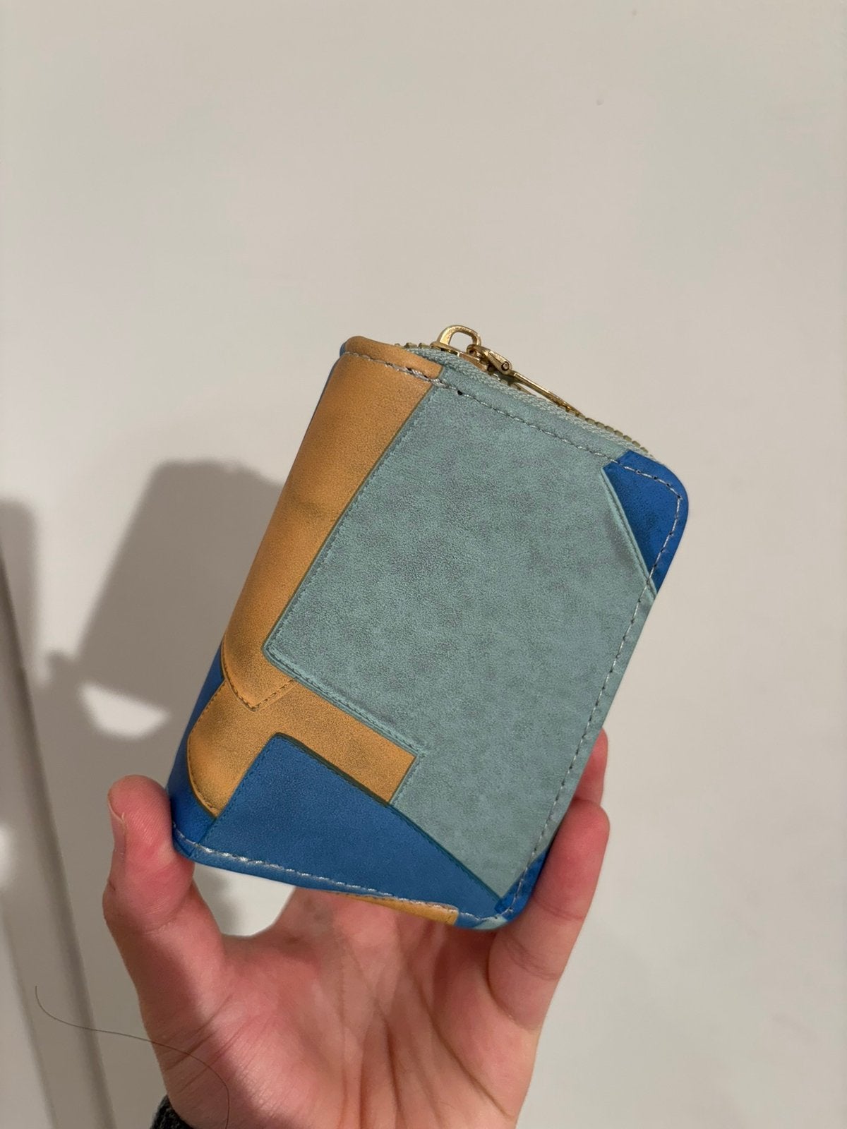 Stijlvolle portemonnee met rits - Blauw/Geel/Groen, Sieraden, Tassen en Uiterlijk, Portemonnees, Verzenden, Zo goed als nieuw