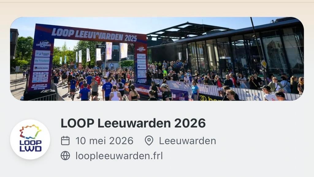 Startbewijs halve marathon Leeuwarden, Eén persoon, Mei