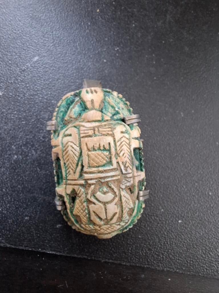 Vintage Scarabee hanger/broche - Egyptische stijl, Overige materialen, 4 tot 7 cm, Gebruikt, Ophalen of Verzenden