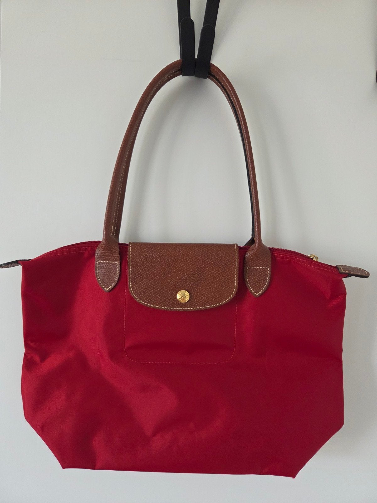Longchamp Le Pliage M bordeaux, Ophalen of Verzenden, Gebruikt, Rood, Handtas