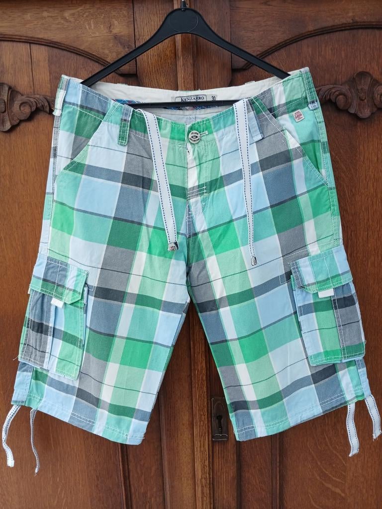 Kenzarro Groen Geblokte Korte Broek Maat 30, Kenzabro, Overige maten, Ophalen of Verzenden, Gedragen