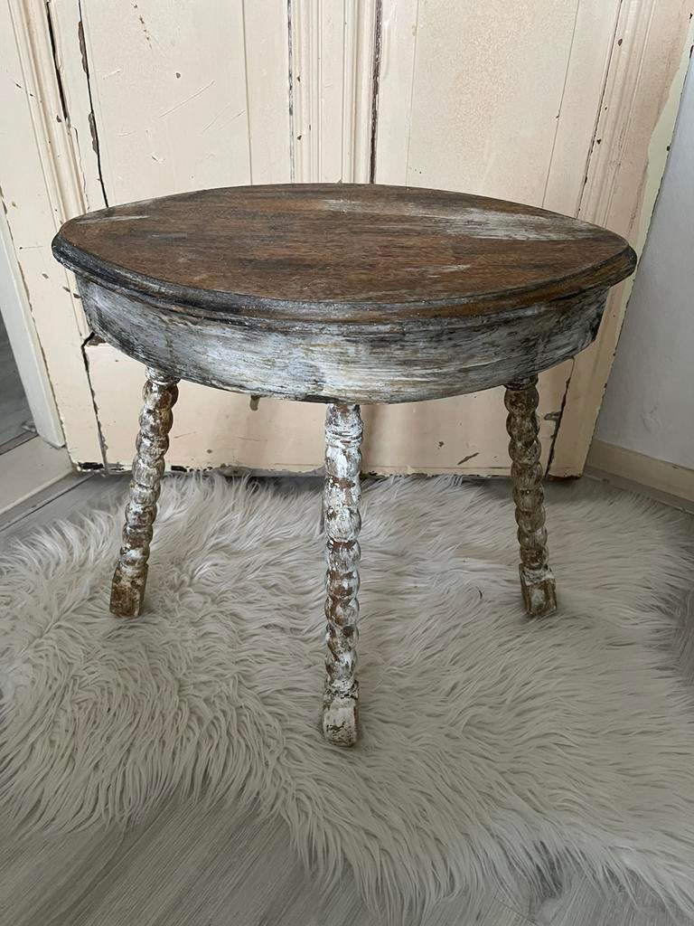 Authentiek brocante krukje met gedraaide poten, Ophalen