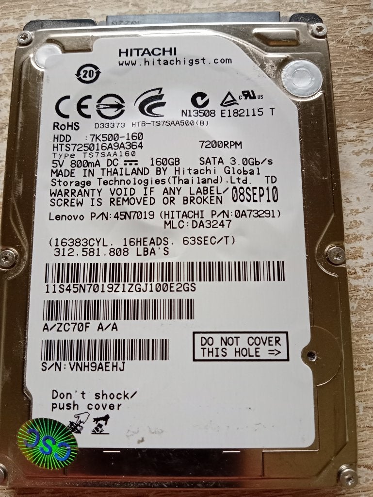Hitachi 160GB 2.5 inch, Intern, Ophalen of Verzenden, Zo goed als nieuw, Laptop