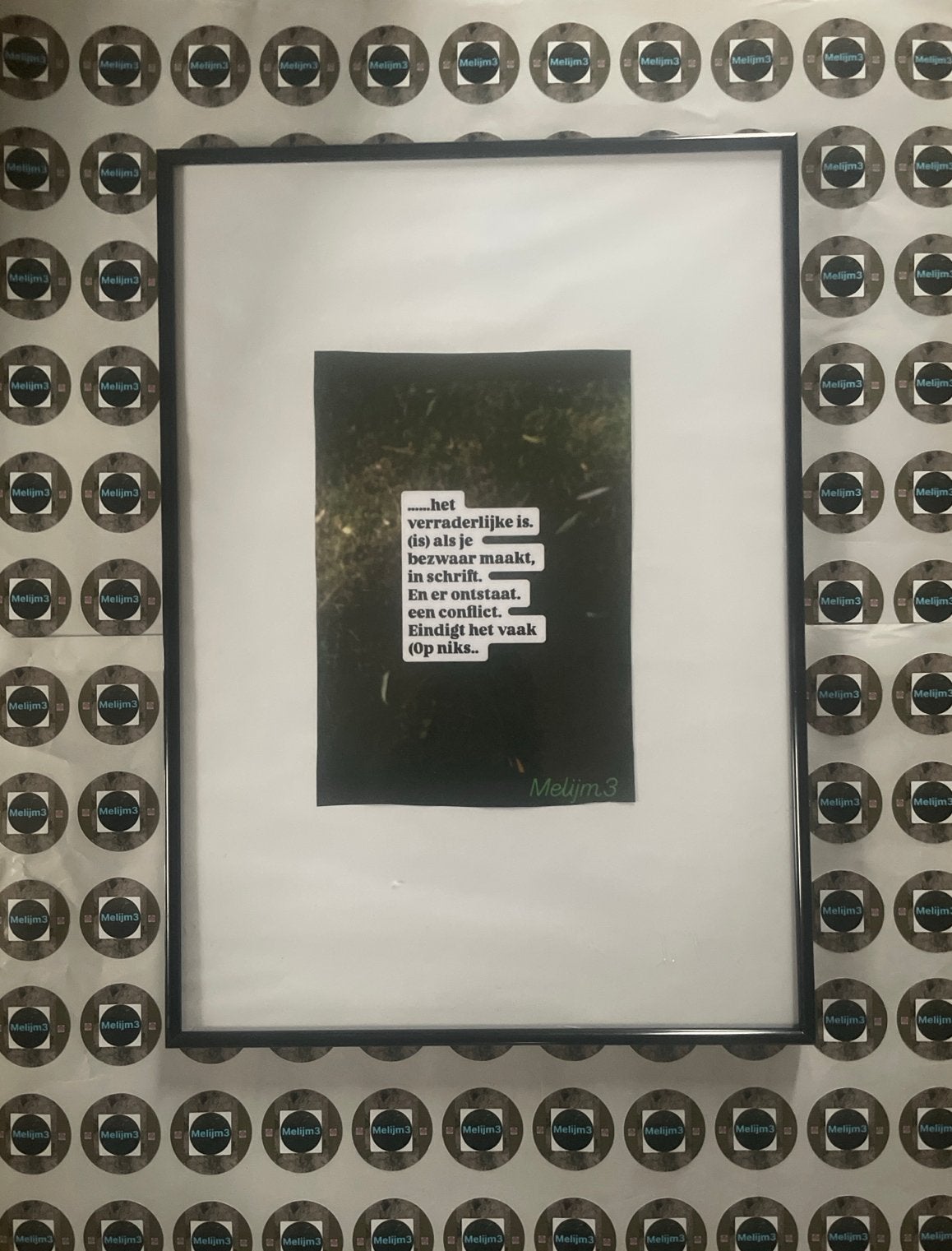 Melijm3 ingelijste print met tekst, 50 – 75, Ophalen of Verzenden, 50 tot 75 cm, Print