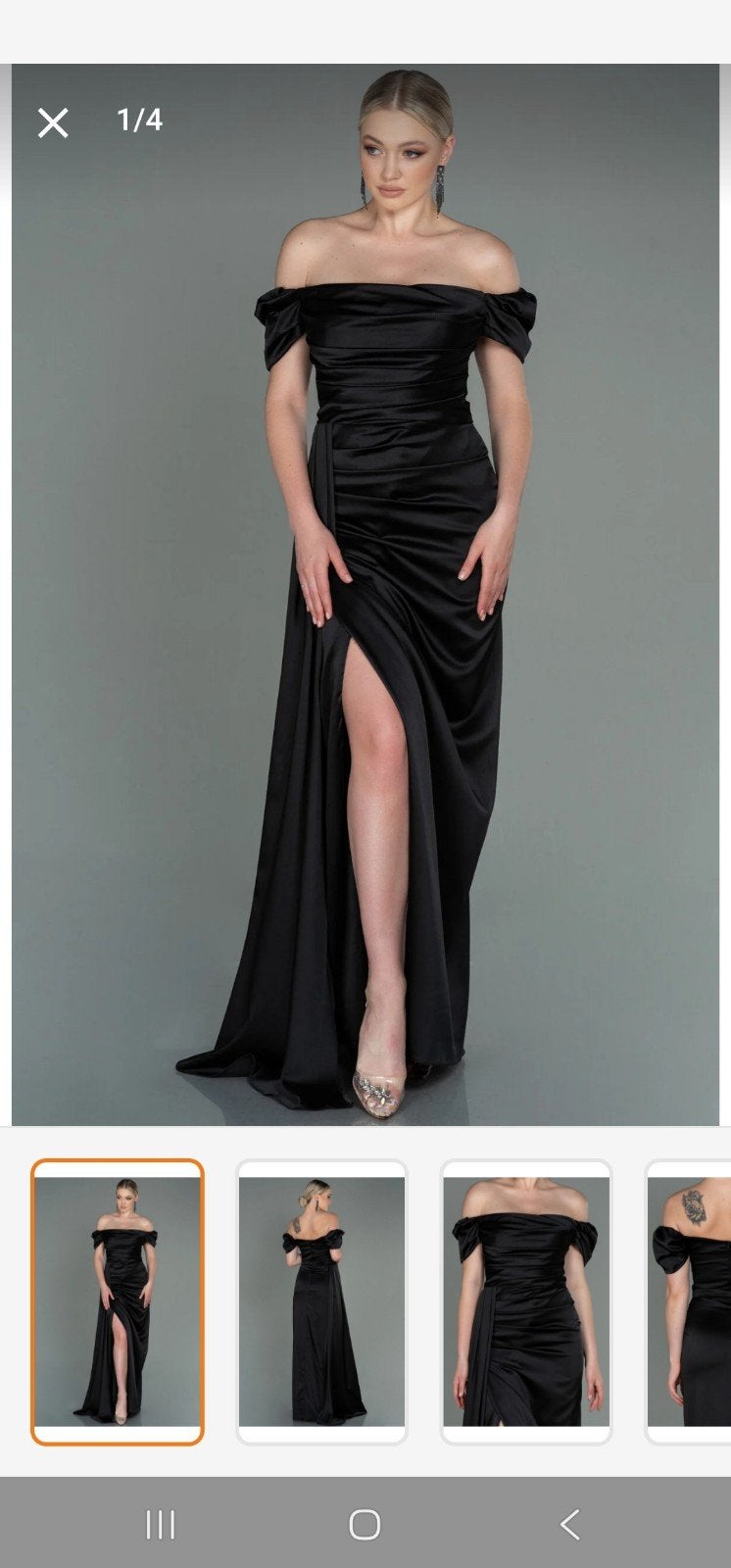 Elegante Zwarte Avondjurk met Split en Off-Shoulder, Zwart, Maat 42/44 (L), Ophalen of Verzenden, Onder de knie