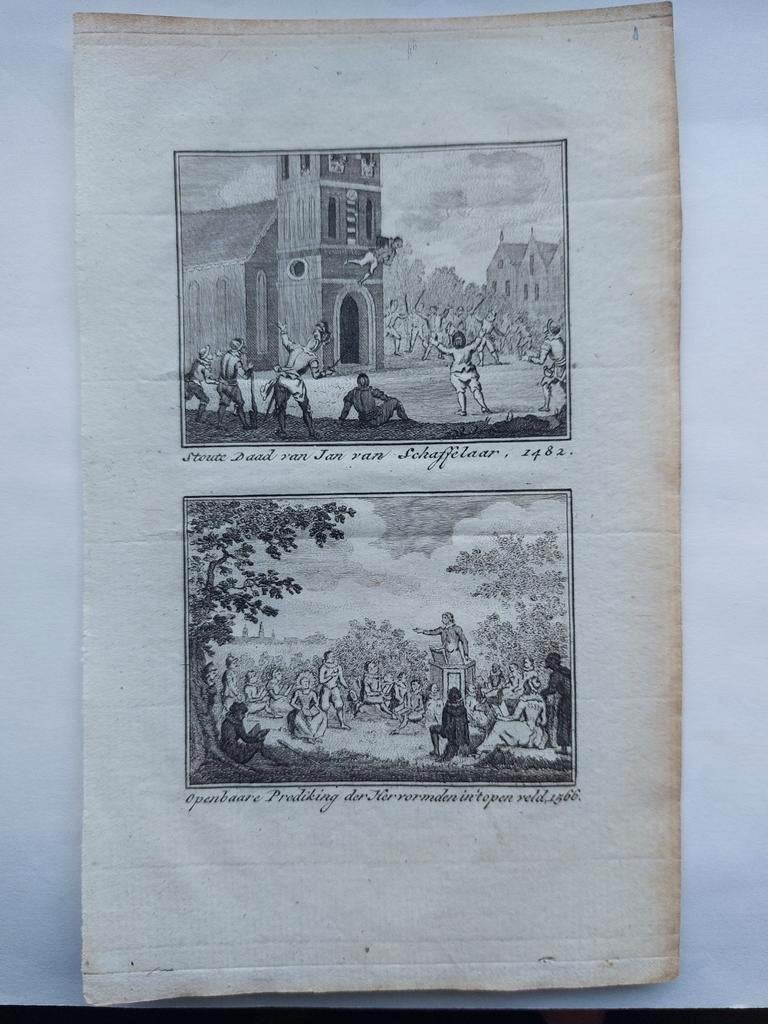 1 / Stoute daad Jan van Schaffelaar en prediking Hervormden, Antiek en Kunst, Ophalen of Verzenden