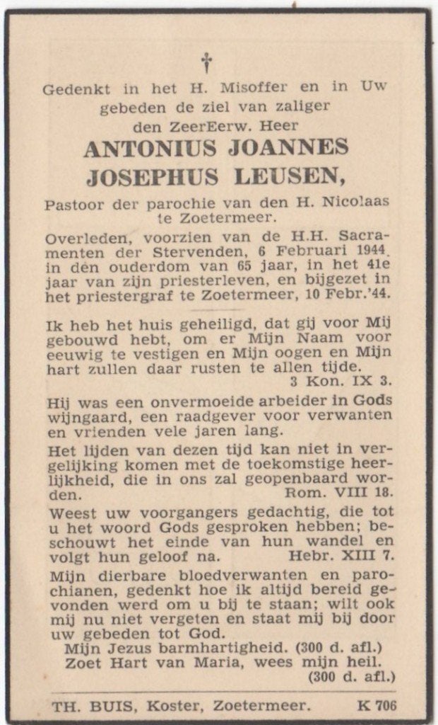 Antonius J.J. Leusen 1878 Haarlem + 1944 Den Haag/Zoetermeer, Ophalen of Verzenden