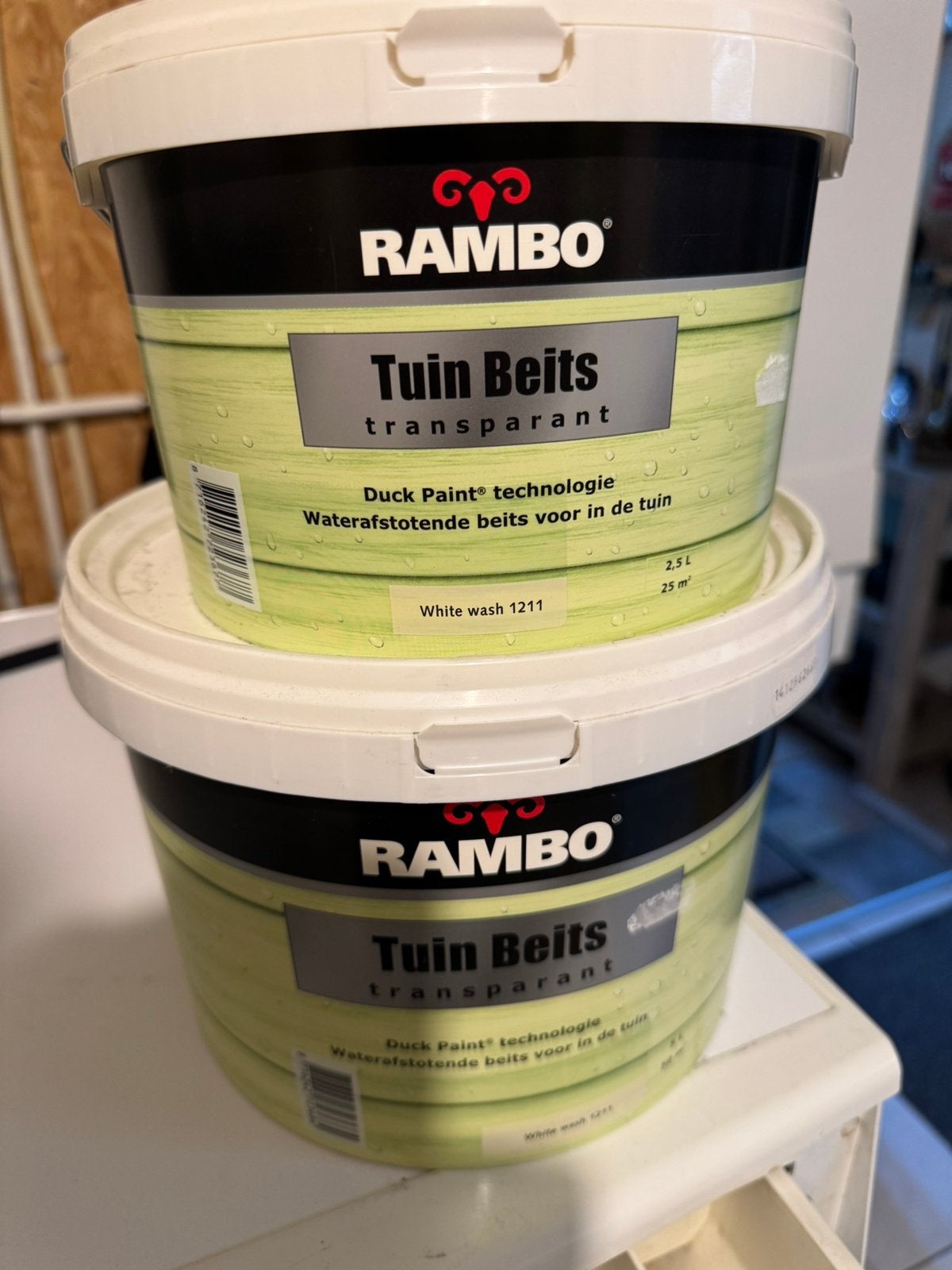 Rambo Tuinbeits transparant whitewash 1211, Ophalen, 5 tot 10 liter, Wit, Beits