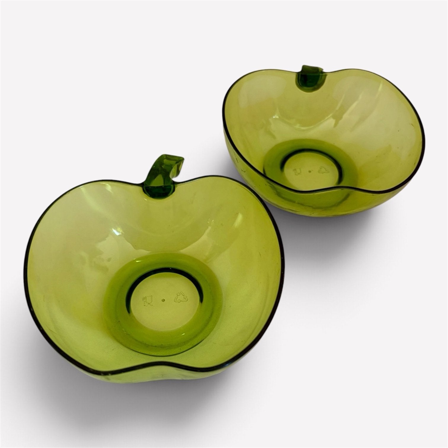 Vintage appelgroene schaaltjes jaren 70 - set van 2, Ophalen of Verzenden