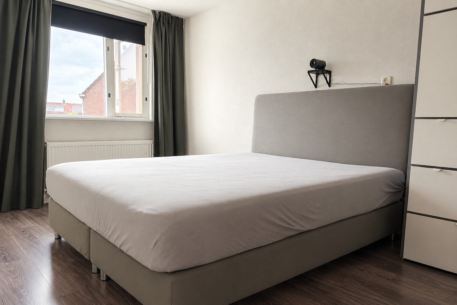 Boxspring bed - incl. hoofdboard - Grijs - 160x200 - ikea, Ophalen, Gebruikt, Tweepersoons, 200 cm