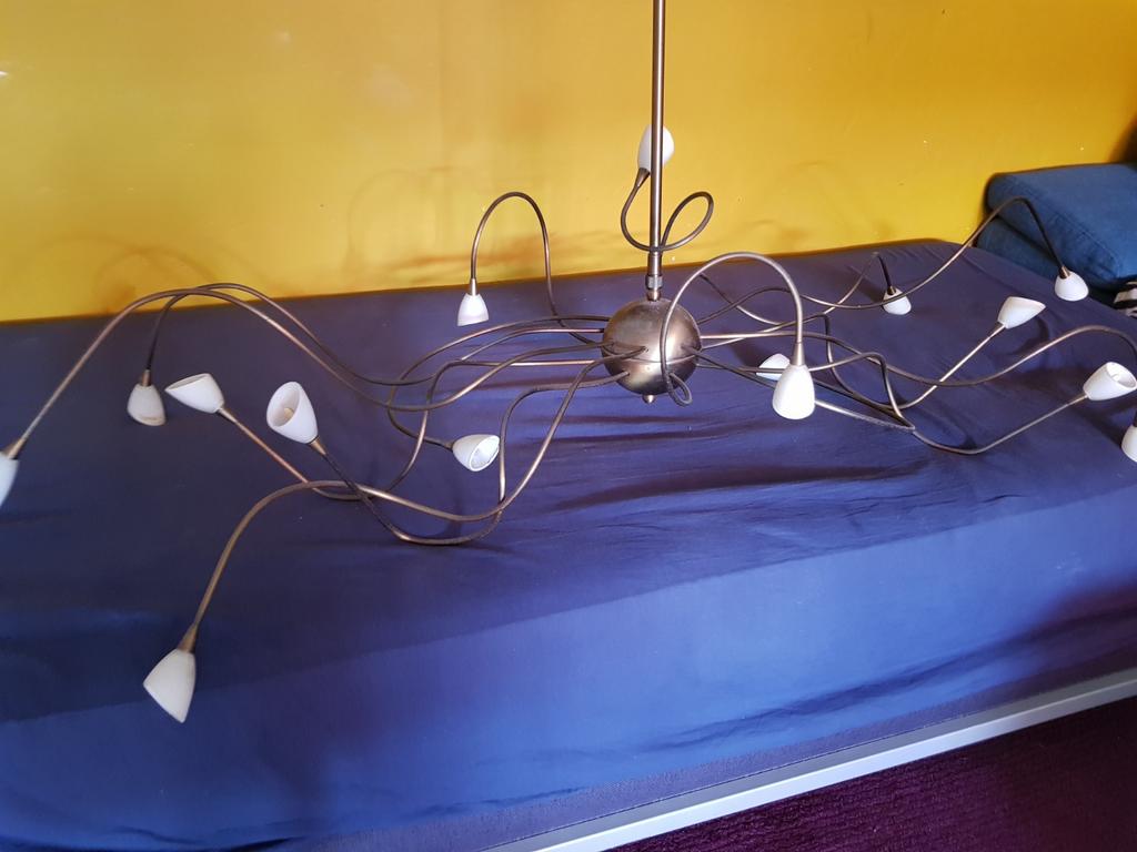Prachtige Grote Octopus Lamp / Kroonluchter, Huis en Inrichting, Lampen | Kroonluchters, Ophalen, Zo goed als nieuw, Glas