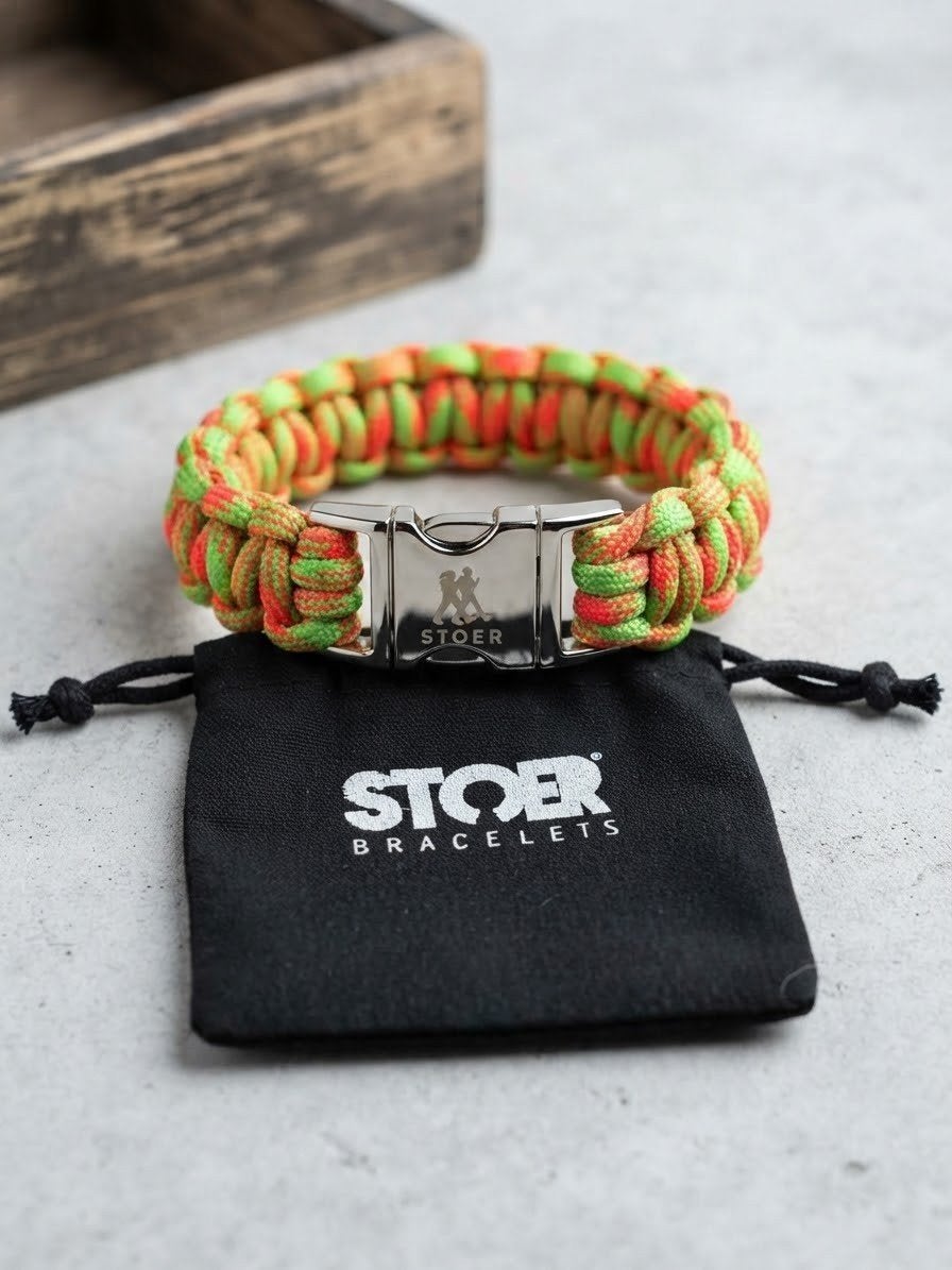4daagse Stoer Bracelets Paracord Armband Neon Groen/Oranje, Sieraden, Tassen en Uiterlijk, Ophalen of Verzenden, Zo goed als nieuw