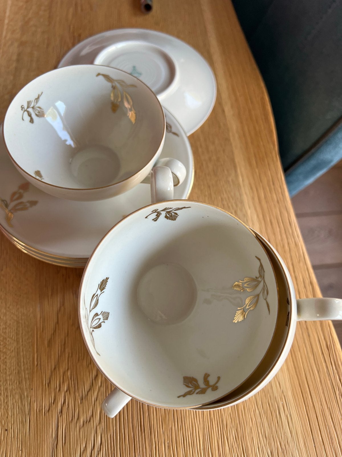 Oud Mitterteich Bavaria Servies - 4 Kopjes en Schotels met G, Antiek en Kunst, Ophalen of Verzenden