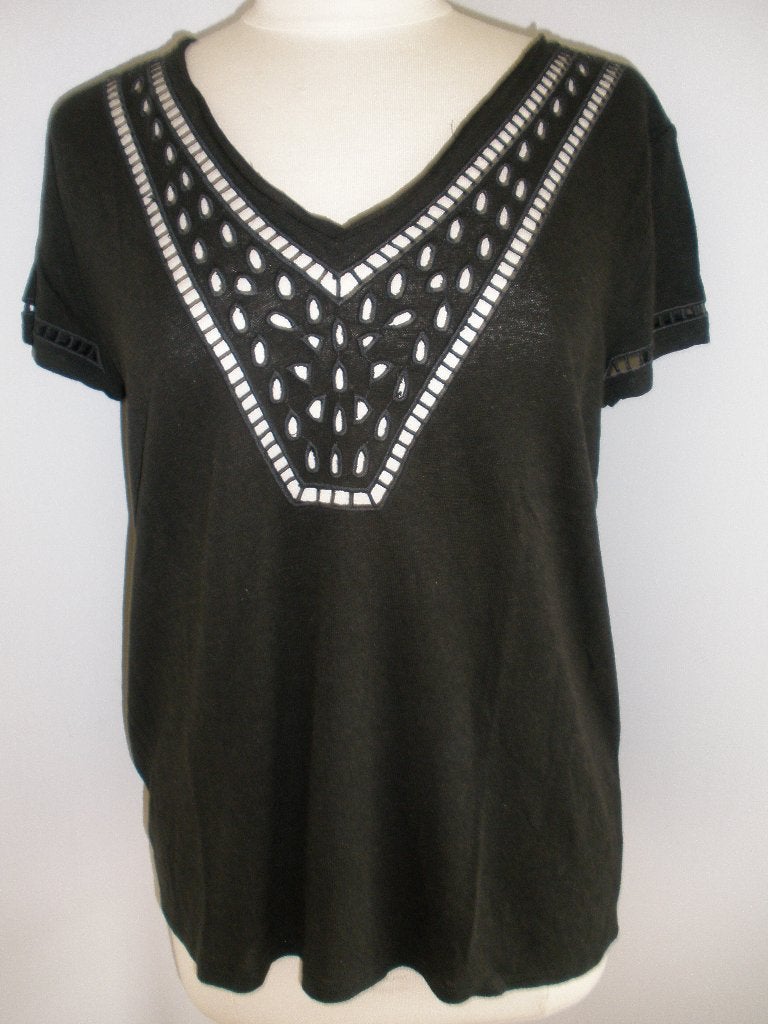 H&M t- shirt zwart maat S met ajour - nieuw -, Kleding | Dames, H&M, Zwart, Nieuw, Ophalen of Verzenden