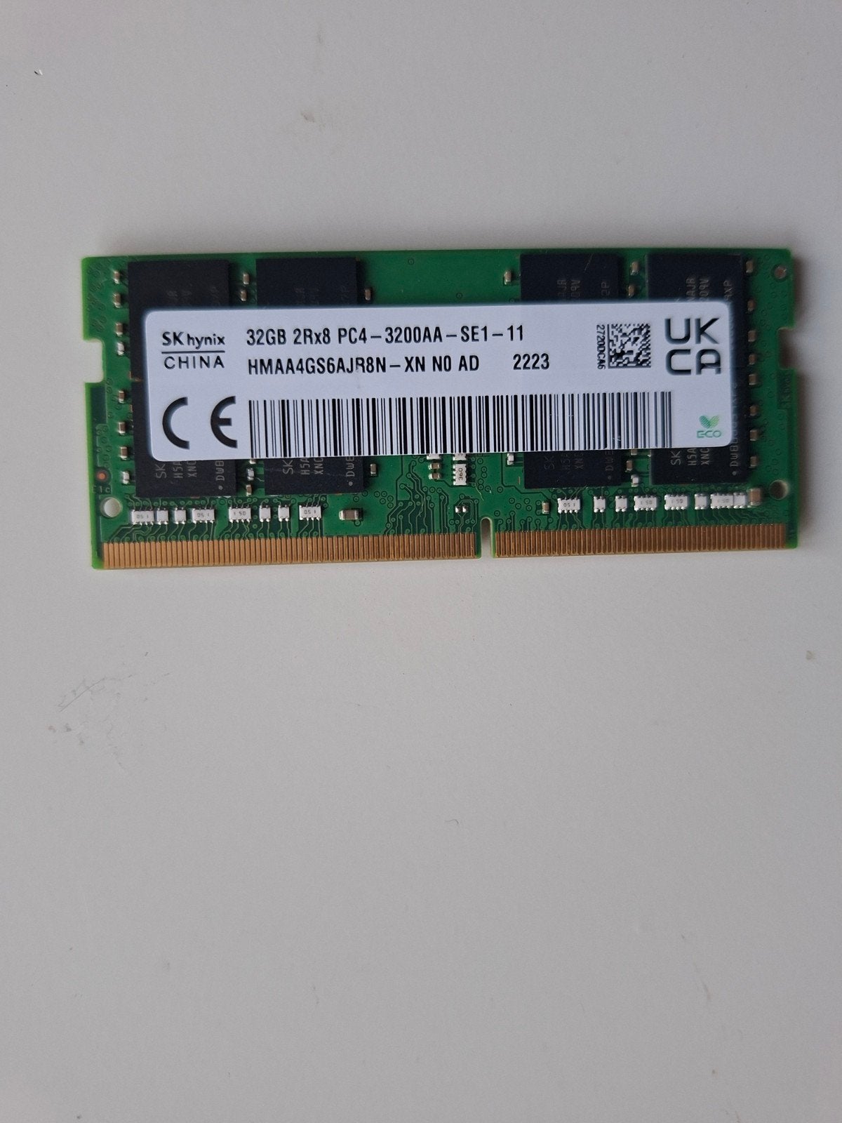 32Gb SkHynix dual rank 3200Mhz ddr4 sodimm ram geheugen, 32 GB, DDR4, Ophalen of Verzenden, Zo goed als nieuw