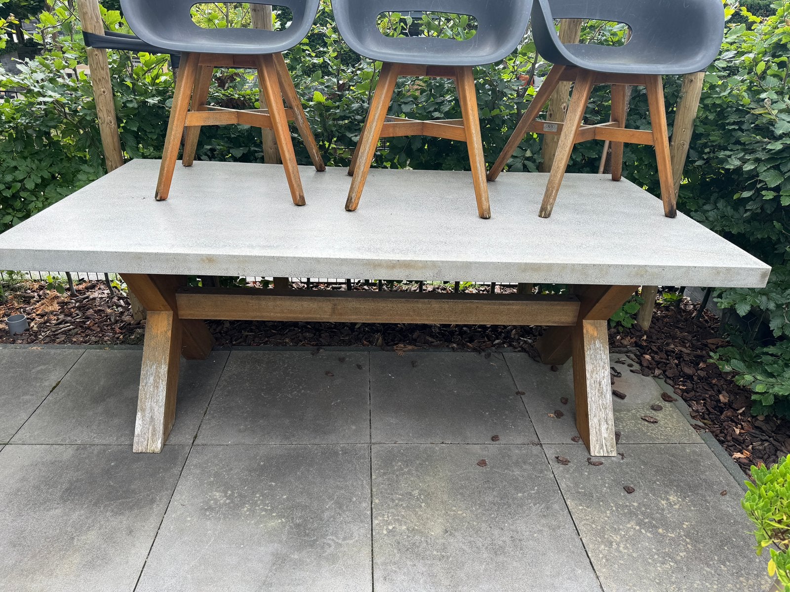 Tuin tafel met stoelen, Tuin en Terras, Ophalen, Gebruikt, Rechthoekig, Hout
