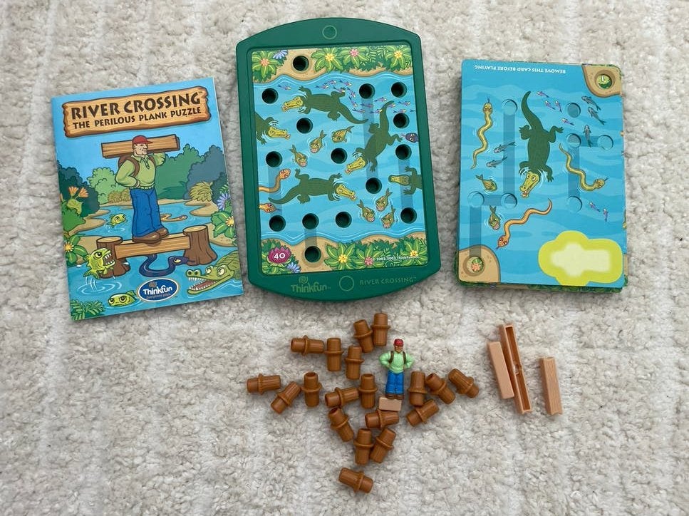 ThinkFun River Crossing: The Perilous Plank Puzzle, Een of twee spelers, Ophalen of Verzenden, Zo goed als nieuw