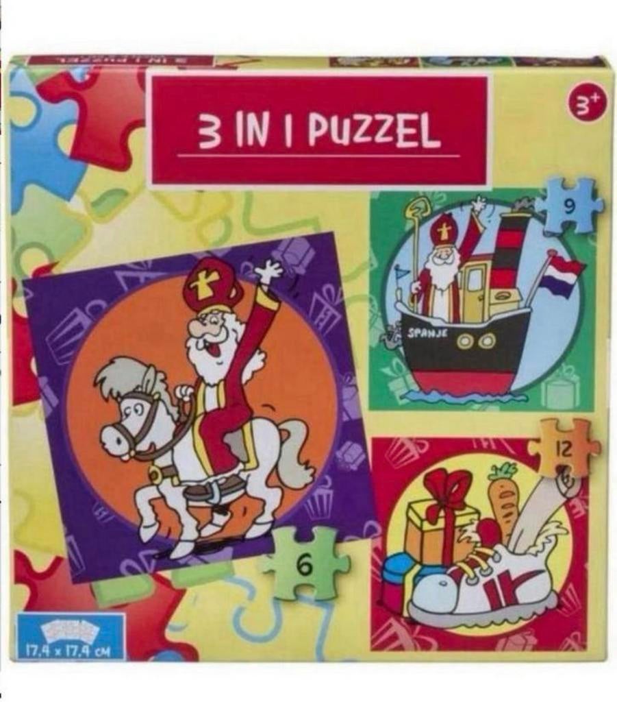 Sinterklaas Puzzel 3-in-1 voor Kinderen, Ophalen of Verzenden, 10 tot 50 stukjes, Nieuw, 2 tot 4 jaar