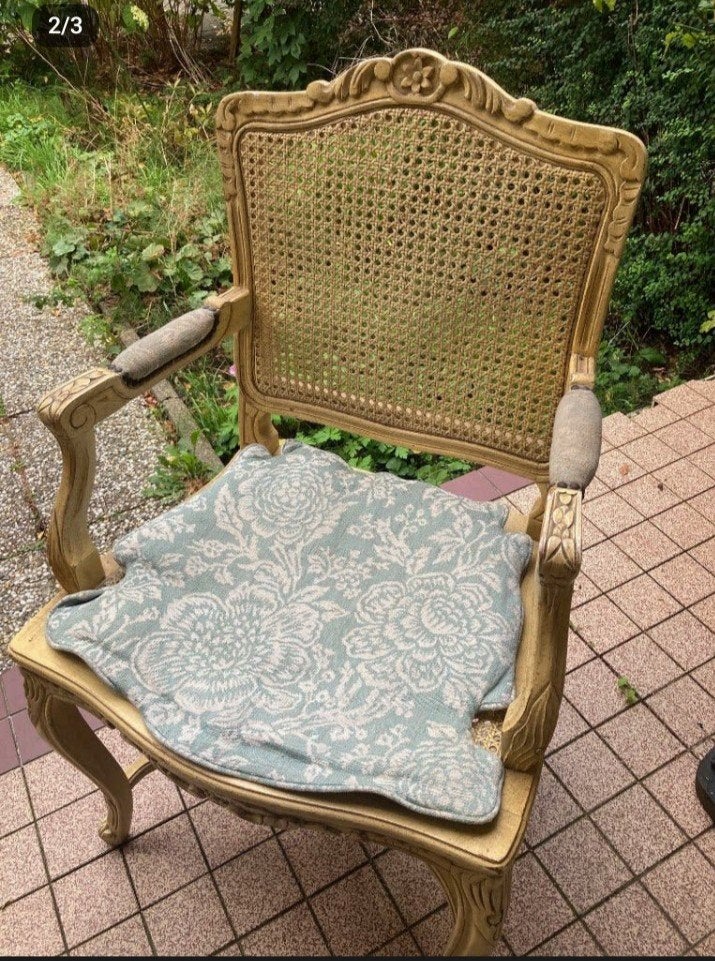 Antieke Franse Louis XV stijl rotan stoel, Ophalen of Verzenden