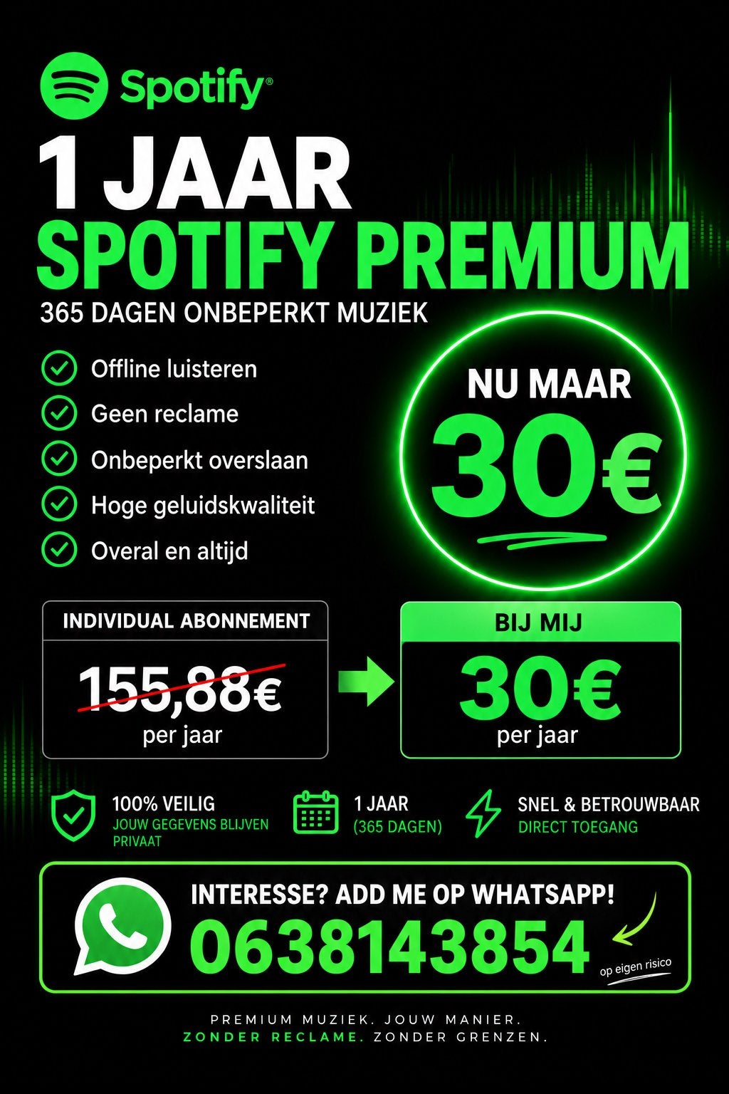 Spotify premium, Tickets en Kaartjes, Kortingen en Cadeaubonnen, Eén persoon, Overige soorten, Overige typen