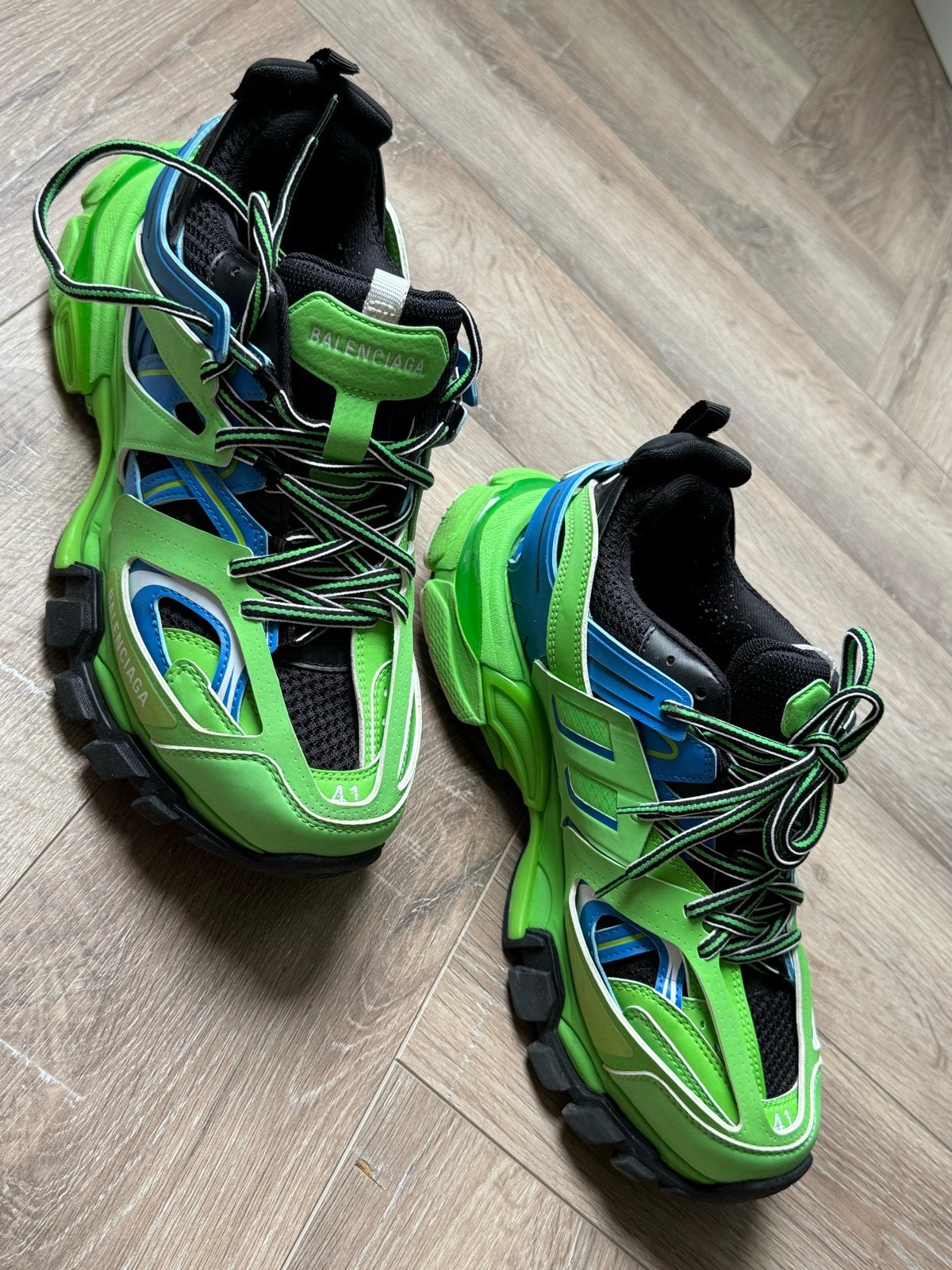 Balenciaga Track Sneakers Groen/Blauw Maat 41, Ophalen, Gedragen, Overige kleuren, Sneakers of Gympen