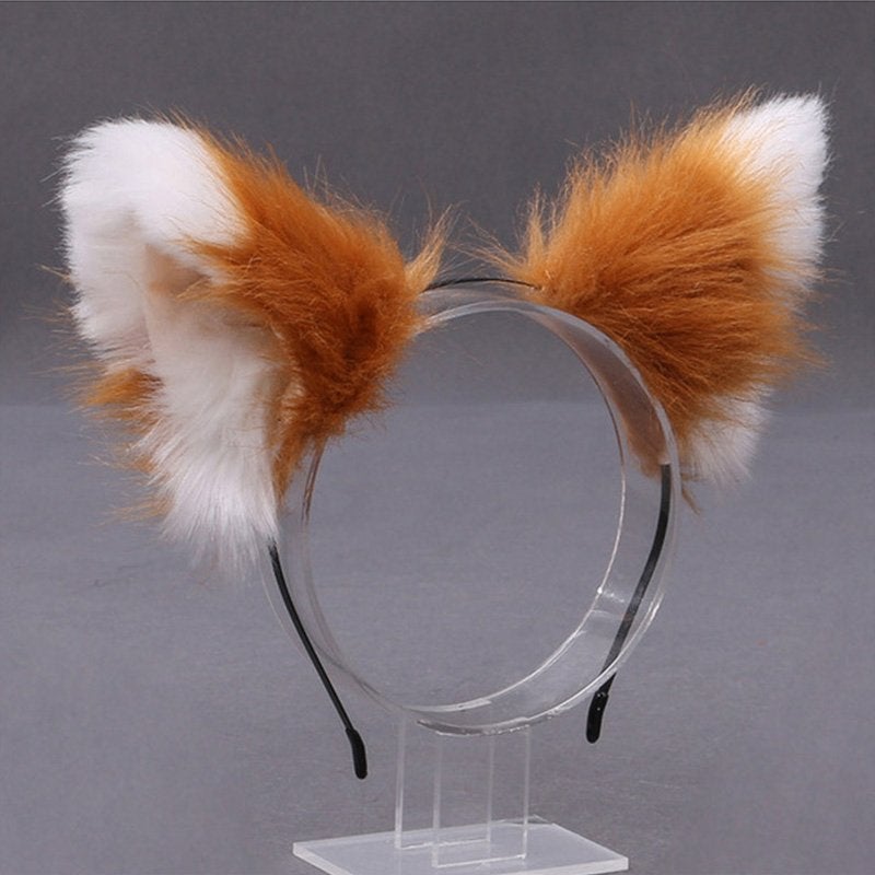 Wit Bruine Katten Oren Vossen Oren Furry Fursuit Cosplay, Verzenden, Nieuw, Overige typen