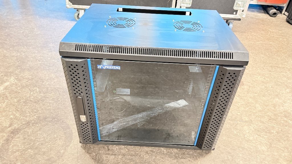 19" wandkast 9U — zwart, glazen deur, Ophalen, Zo goed als nieuw