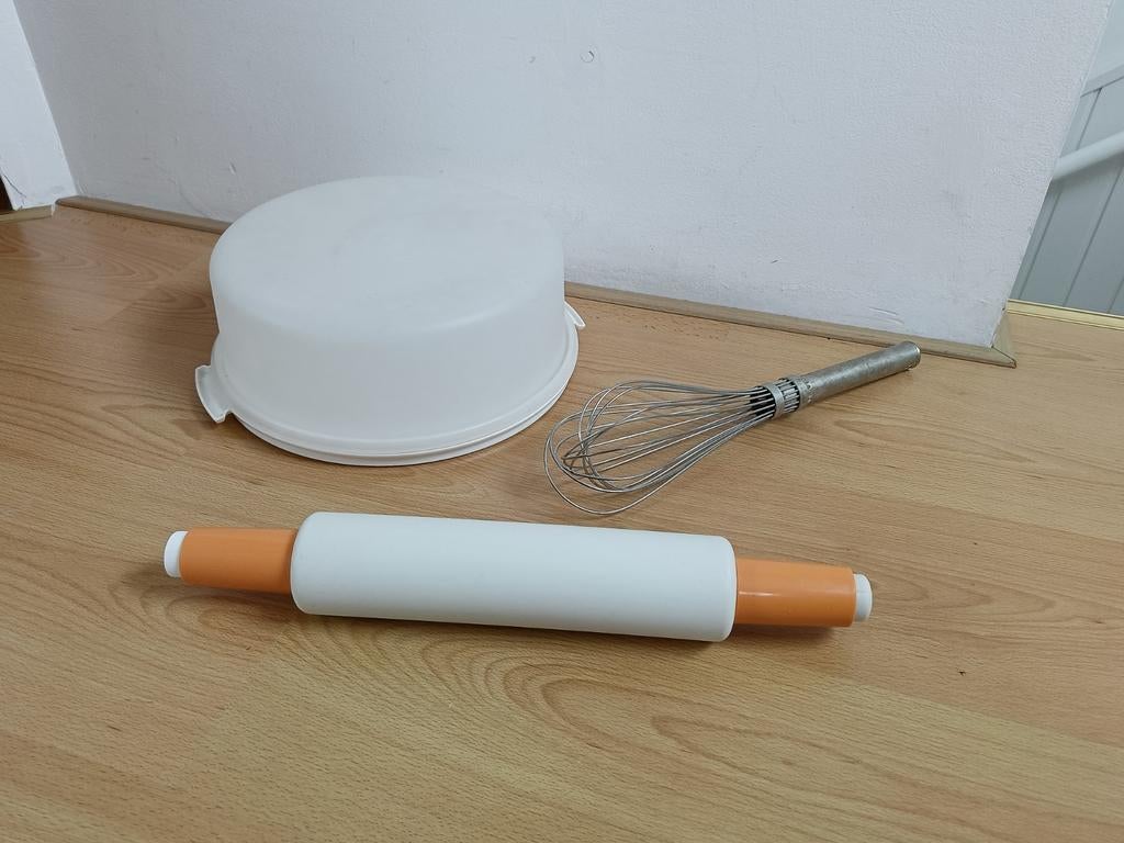 Bakset: Deegroller, Garde & Taartdoos, alles extra groot., Ophalen, Gebruikt