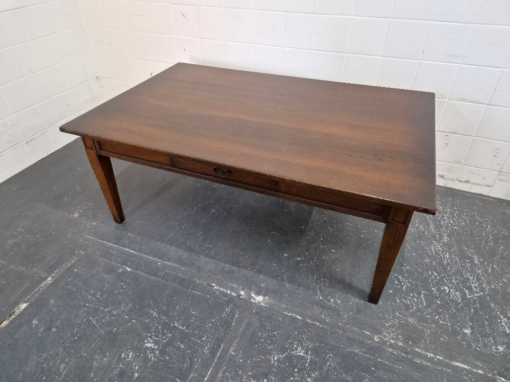 Salontafel massief donker eiken met lades, Huis en Inrichting, Gebruikt, 100 tot 150 cm, Onbekend, Onbekend
