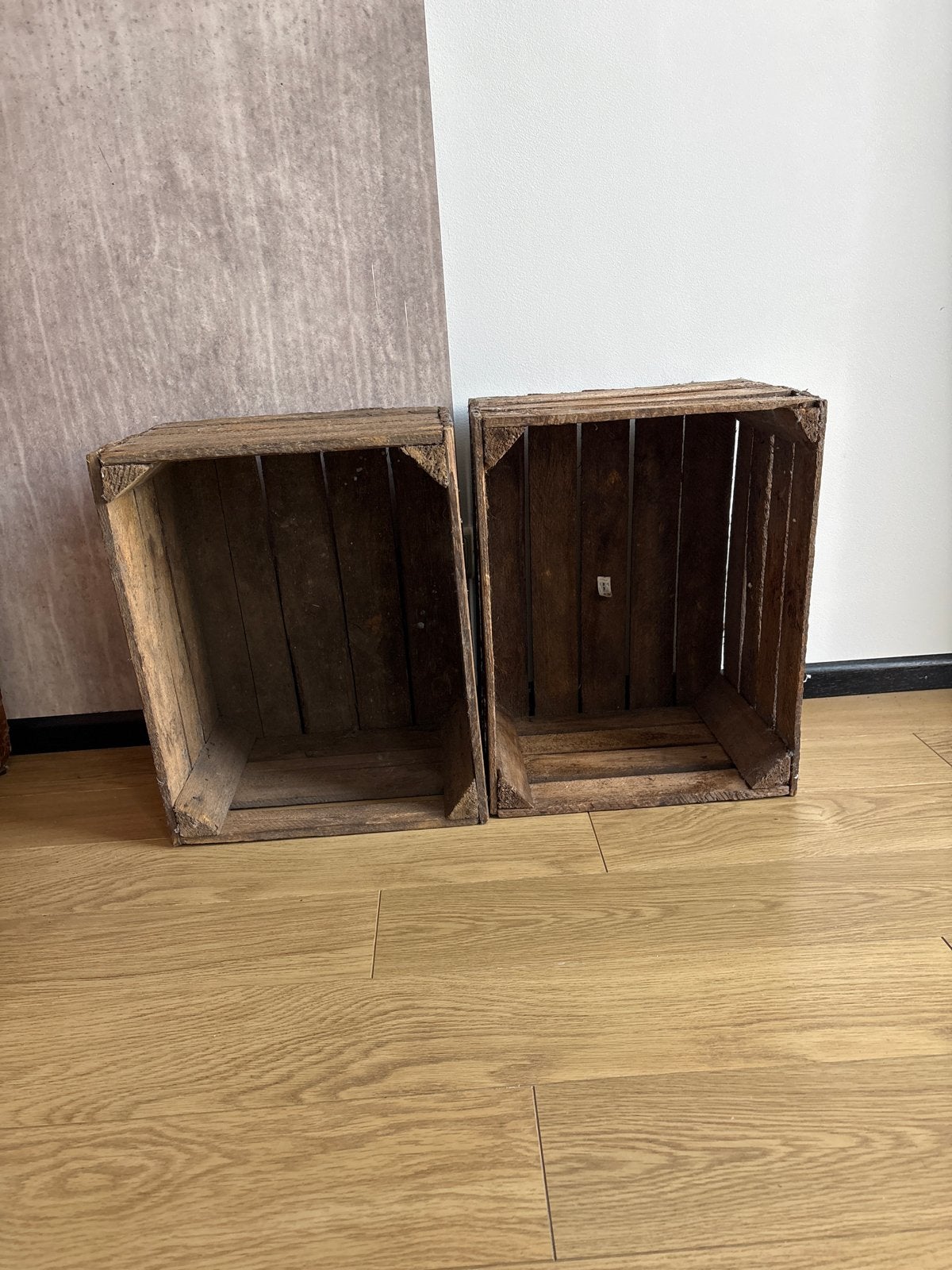 2 Vintage Houten Kratten - Decoratief & Multifunctioneel, Ophalen, Gebruikt, 40 tot 60 cm, 50 tot 75 cm