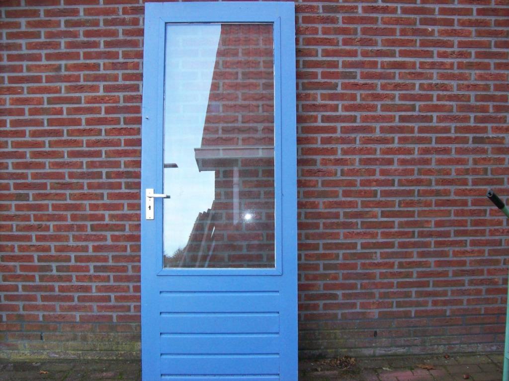 deur met glas, Doe-het-zelf en Verbouw, Ophalen, Gebruikt, 80 tot 100 cm, Buitendeur