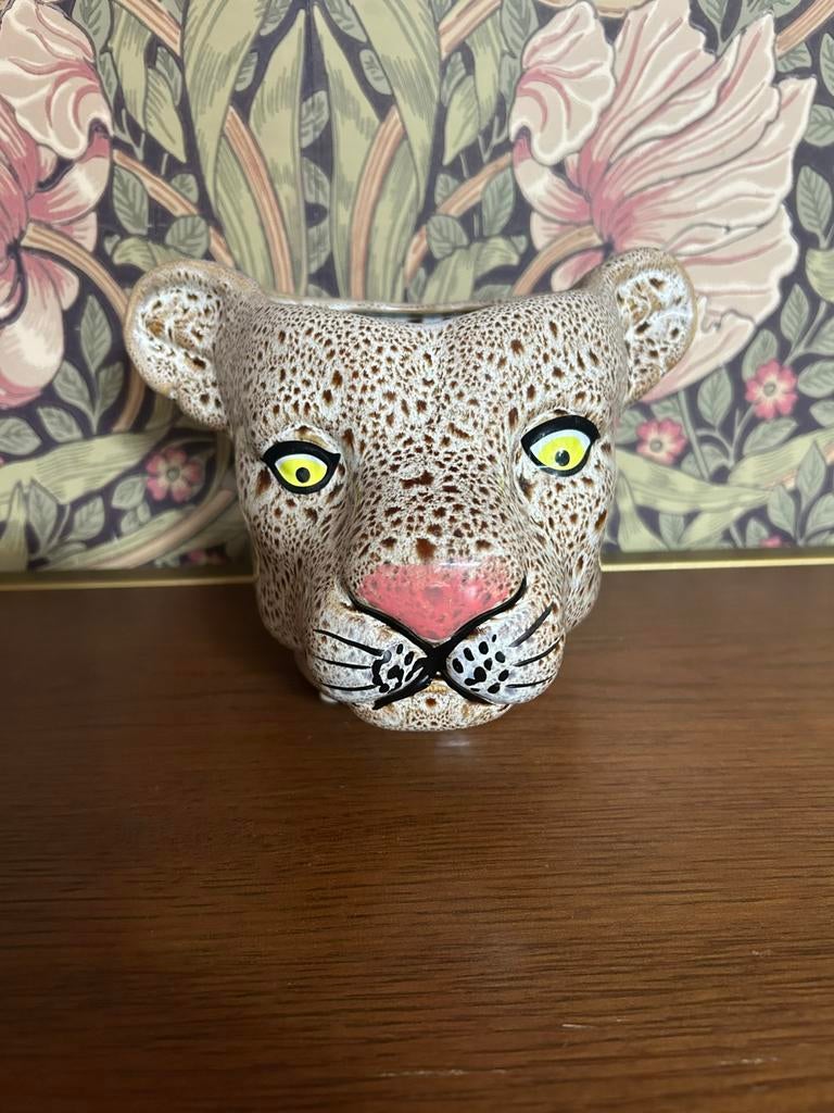 Bloempot panter keramiek, Tuin en Terras, Bloempotten, Ophalen, Rond, Nieuw, Aardewerk