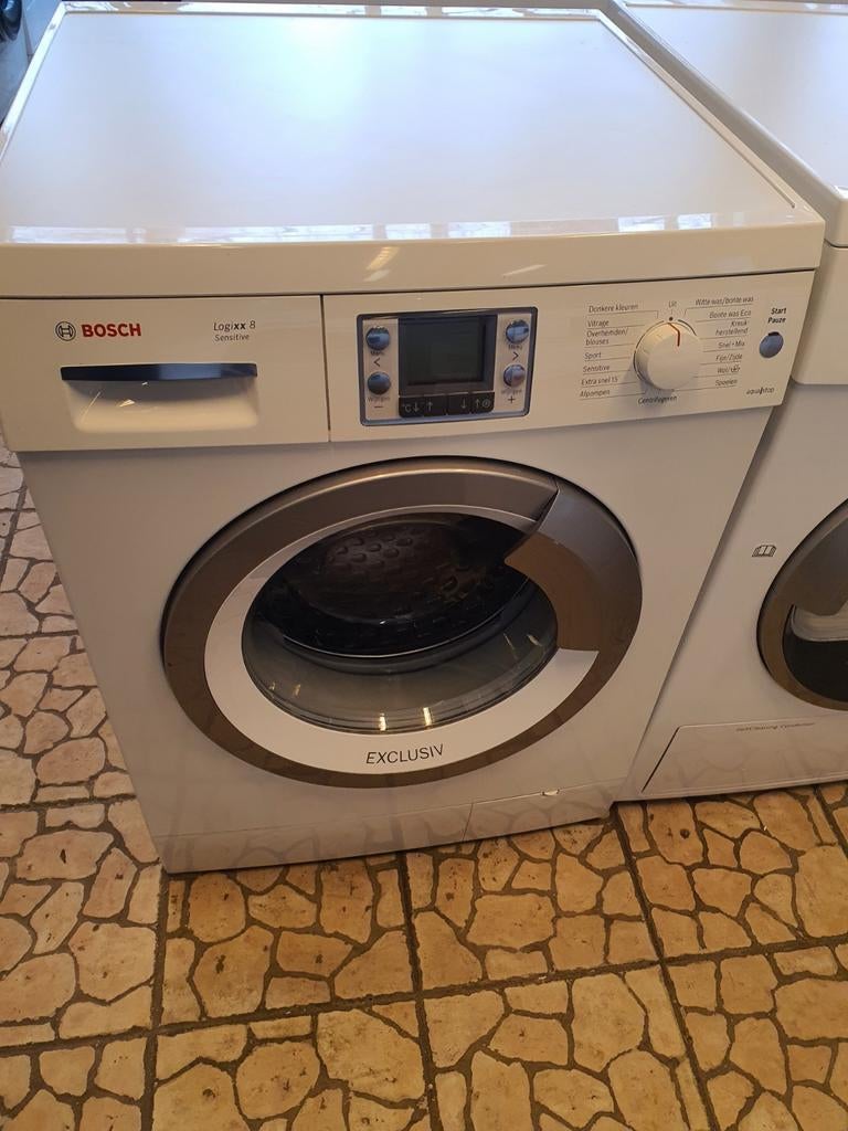 Mooie Setje Bosch wasmachine en warmtepomp 8KG inc Garantie, 1200 tot 1600 toeren, Gebruikt, Minder dan 85 cm, 8 tot 10 kg