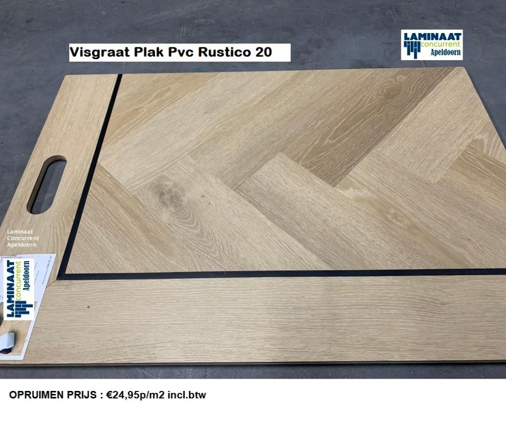 Visgraat Plak Pvc Rustico 20 toplaag 0,55 €24,45m2 incl.btw, 75 m² of meer, Beige, Nieuw, Ophalen of Verzenden