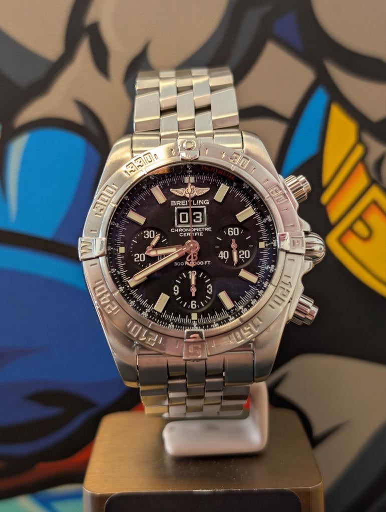 Breitling Chronomat 44 Blackbird full set big date., Ophalen of Verzenden, Zo goed als nieuw, Breitling