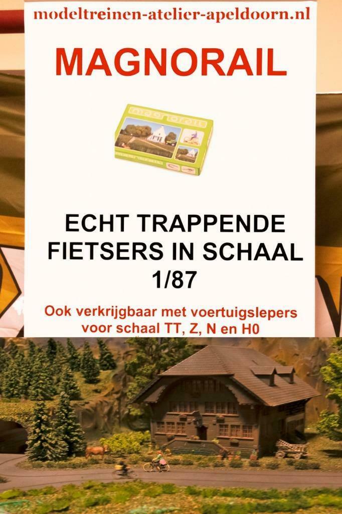 Magnorail echt rijdende fietsers in schaal H0, kurk op rol, Nieuw, Rails, Ophalen of Verzenden, Fleischmann