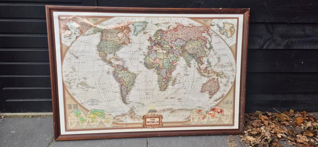 Wereldkaart National Geographic incl lijst 123x82cm, Ophalen, Landkaart