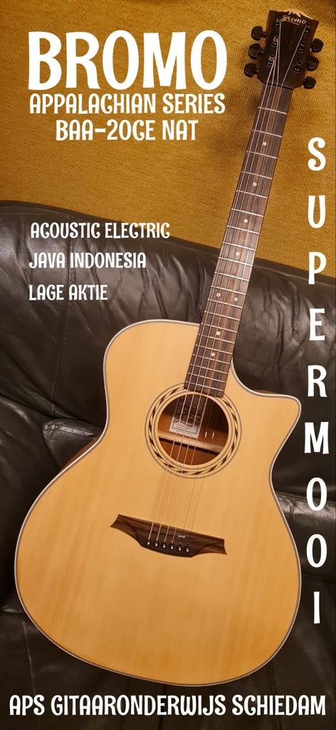 NIEUWE BROMO BAA2CE ACOUSTIC GUITAR JAVA INDONESIA, Muziek en Instrumenten, Snaarinstrumenten | Gitaren | Akoestisch, Ophalen of Verzenden
