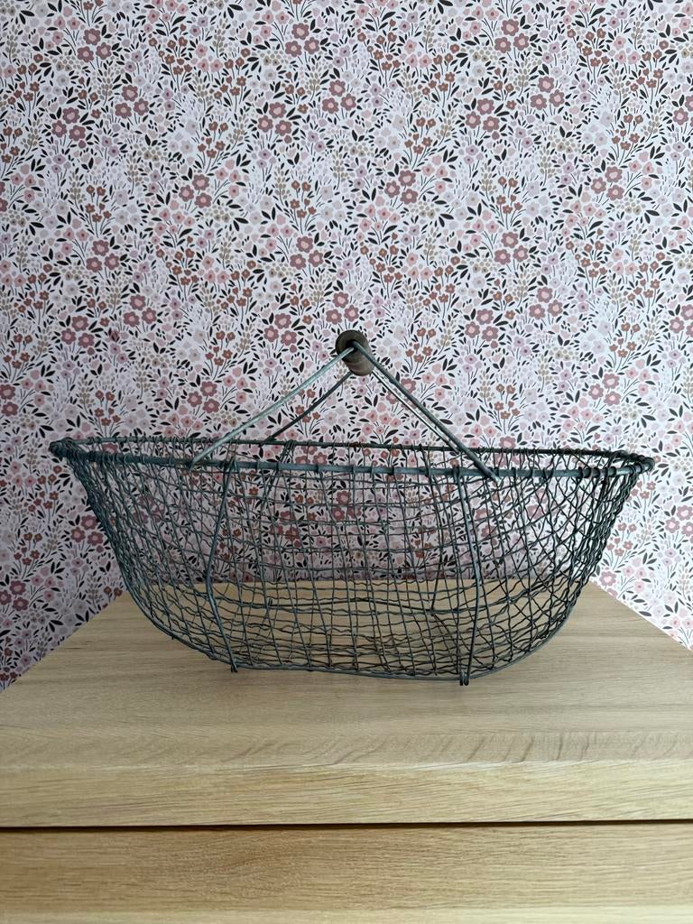 Vintage Franse draadmand / oogstmand, Overige materialen, Gebruikt, Mand, Ophalen of Verzenden