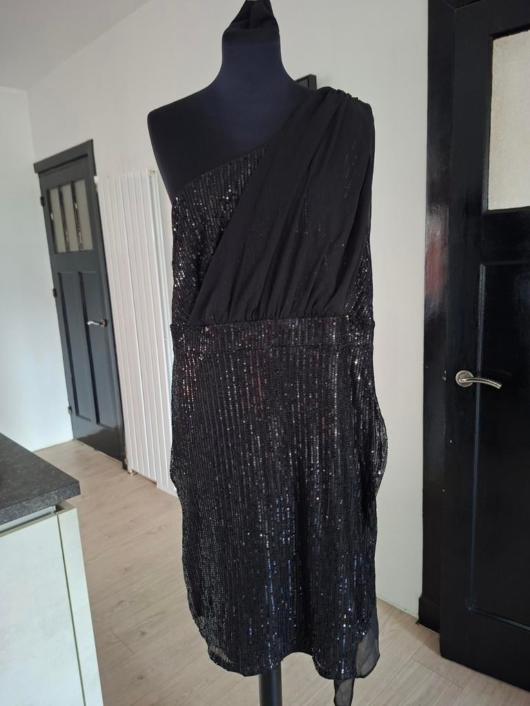Grace Karin Zwarte Glitter Feest Jurk - Maat 48 - Nieuw, Kleding | Dames, Jurken, Zwart, Maat 46/48 (XL) of groter, Nieuw, Grace Karin