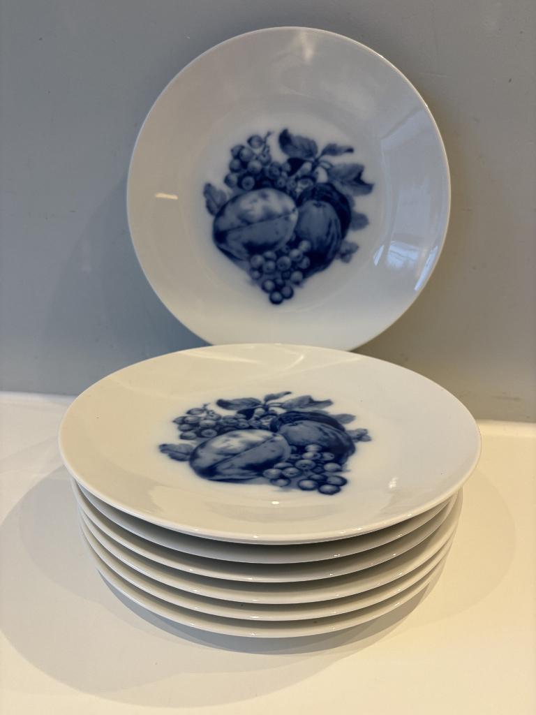 8x borden CM Hutschenreuther Hohenberg Duitsland blauw fruit, Ophalen of Verzenden