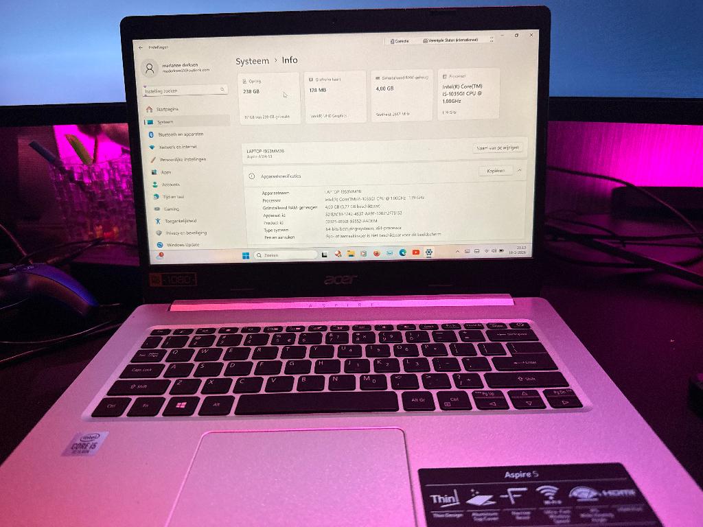 Laptop Acer-Aspire A514-53, 256 GB, 2 tot 3 Ghz, Qwerty, .  Acer