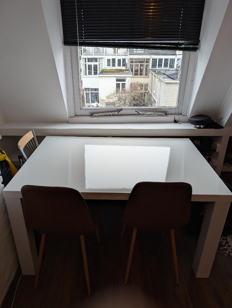 Witte IKEA tafel 135 x 90 cm – Goede staat, Ophalen, Gebruikt, 100 tot 150 cm, Tot twee personen
